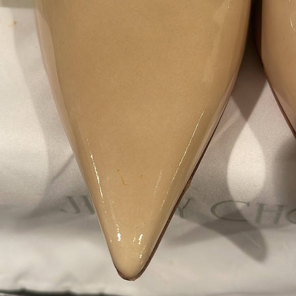 JIMMY CHOO Abel 100 Nude Patent Leather Pumps Size 10 1/2 (IT 40 1/2) - Picture 7 of 9
